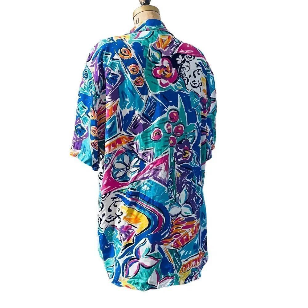 Colorful Abstract Pattern Short sleeve button down shirt - Picture 2 of 6